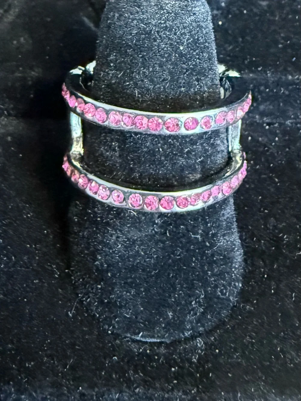 paparazzi Pink Crystal Double-Row Open Band Ring